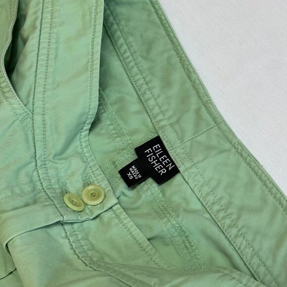 Eileen Fisher Green Cropped Wide Leg Pants Womens Size XS Lightweight Mid Rise - Picture 3 of 7